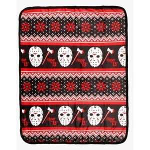 NEW Friday The 13th Jason Axe Fair Isle Holiday Silky Soft Throw Blanket‎ 46x60"